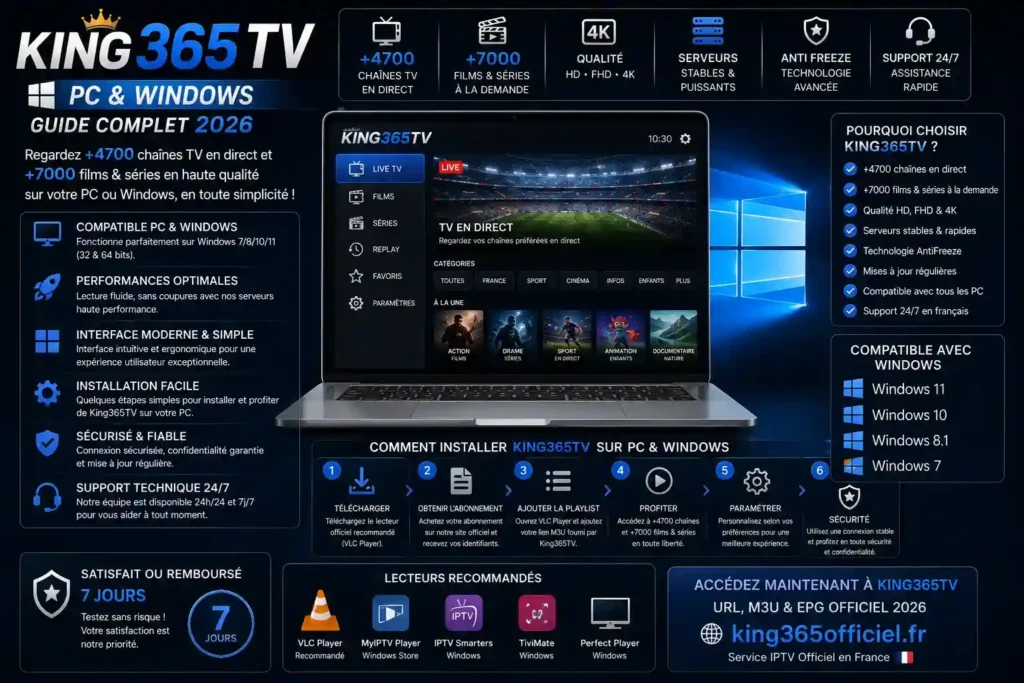 King365TV PC 2026 — VLC, BlueStacks, Windows | King 365 officiel