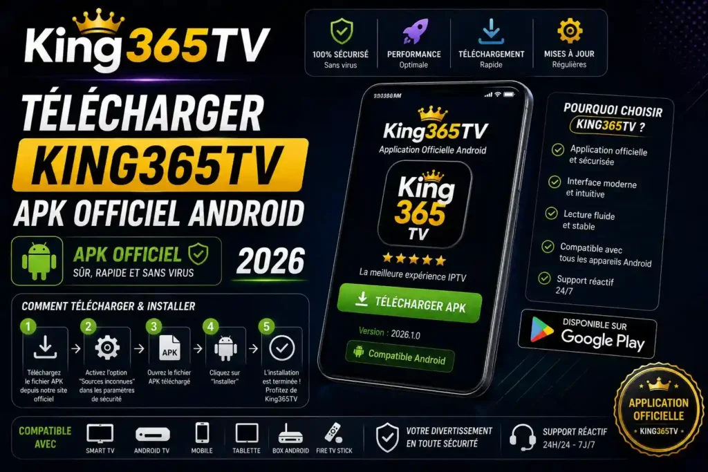 Télécharger King365TV 2026 — APK Officiel | King365