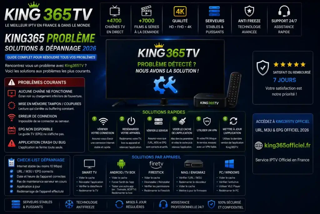 King365 Problème 2026 — Solutions et Support | King365TV officiel