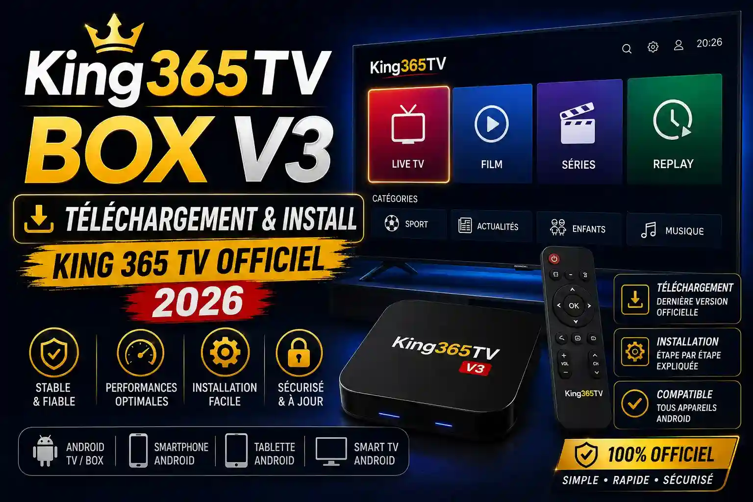 King365TV Box V3 — player IPTV version V3 sur Android TV Box, iPhone et PC Windows 10